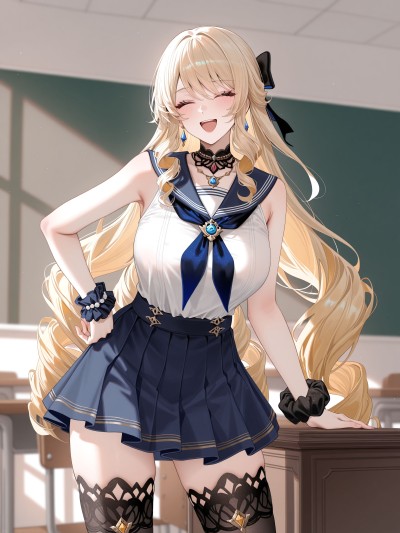 [夜在校园]娜维娅。#娜维娅 #原神 #原神枫丹 #二次元 #制服