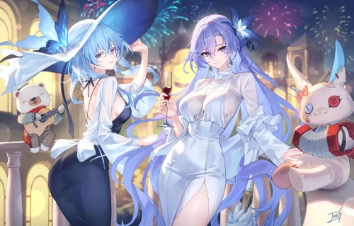 守岸人、坎特蕾拉。画师：baek_hyang#鸣潮 #鸣潮坎特蕾拉 #二次元 #美图分享 #二次元美图