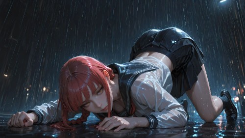 雨中的玛奇玛#电锯人 #玛奇玛#二次元壁纸#二次元美女