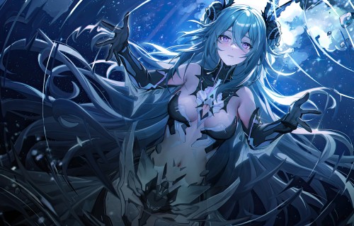 长发飘逸的卡列尼娜壁纸，游戏《战双帕弥什》人物卡列尼娜张开怀抱性感着装动漫插画壁纸图片