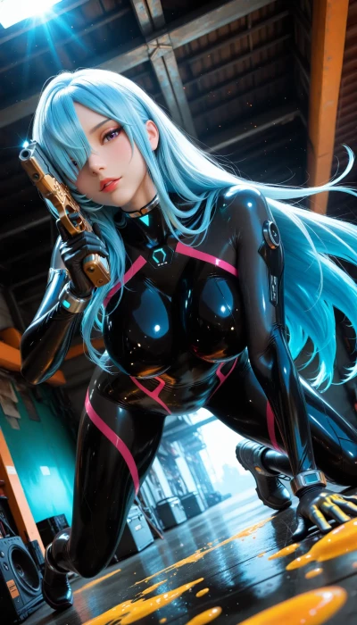 车库。#长腿女神 #紧身衣控 #动感造型#手枪