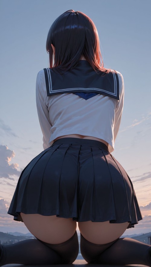 二次元美女#壁纸#水手服#背影#手机壁纸