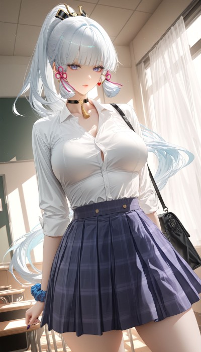 夜在校园]辣妹绫华？但还是青梅竹马#原神#神里绫华#二次元#壁纸