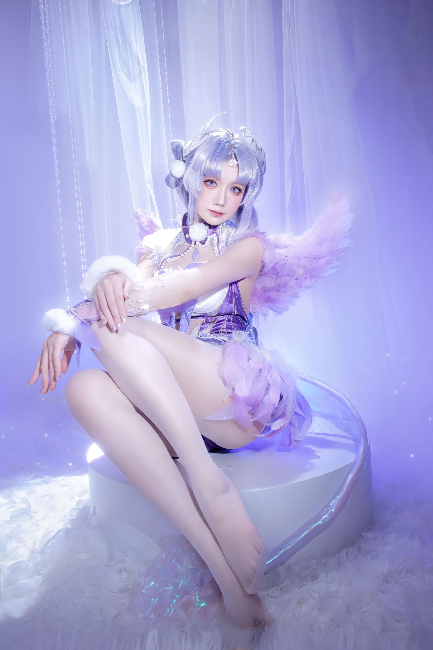 dy@柒染爱喝奶茶 紫萍小天使香香软软 cos 永劫无间手游 永劫无间 殷紫萍天禄瑞光  第3张