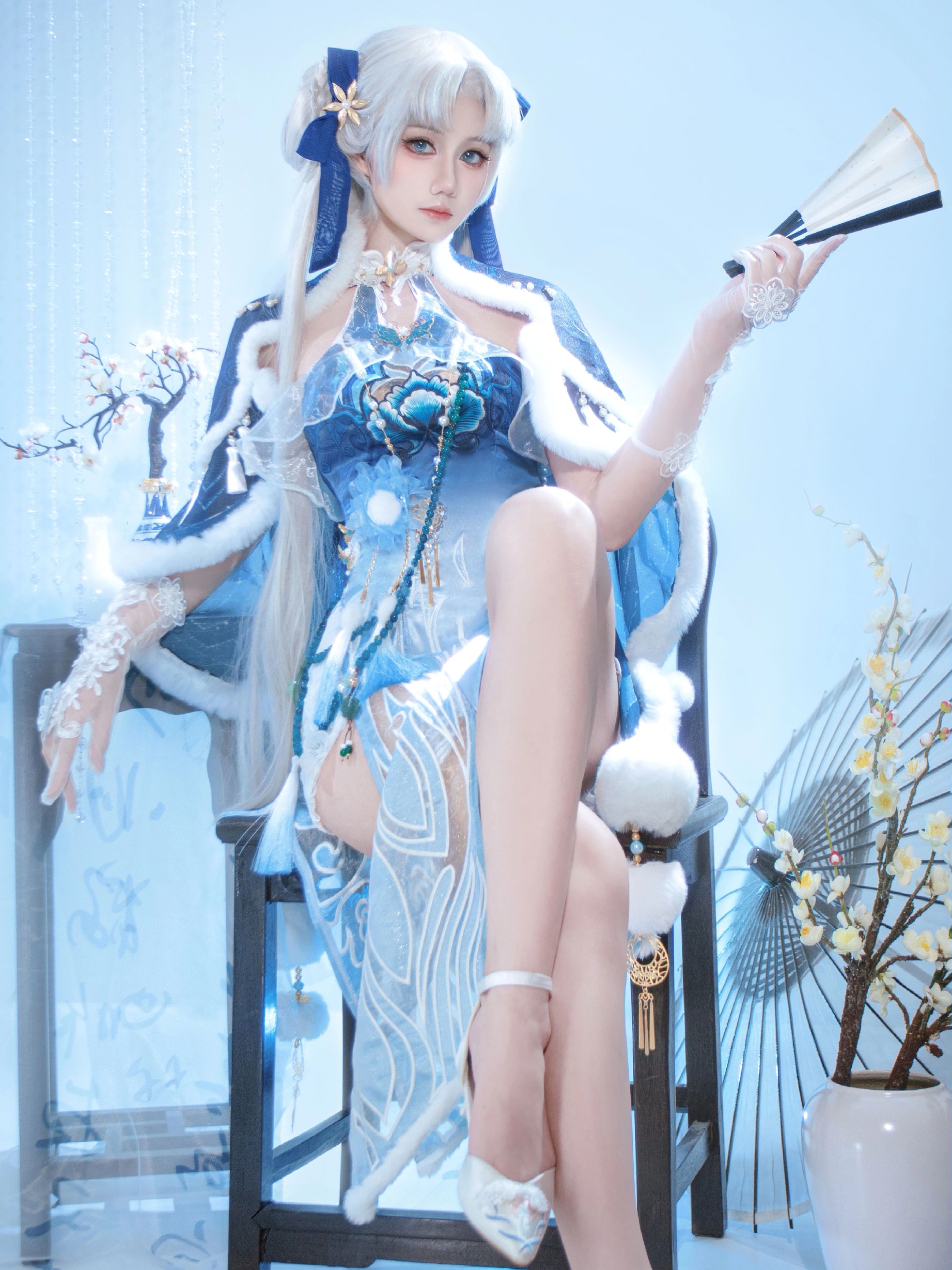 dy@柒染爱喝奶茶 无极帝国该迎来它真正的主人了 cos 永劫无间 顾清寒 藏雨阁主 旗袍  第4张