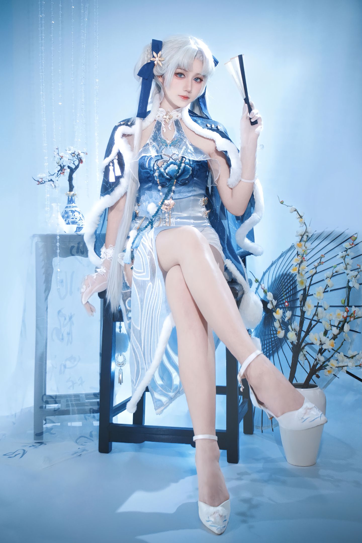 dy@柒染爱喝奶茶 无极帝国该迎来它真正的主人了 cos 永劫无间 顾清寒 藏雨阁主 旗袍  第6张
