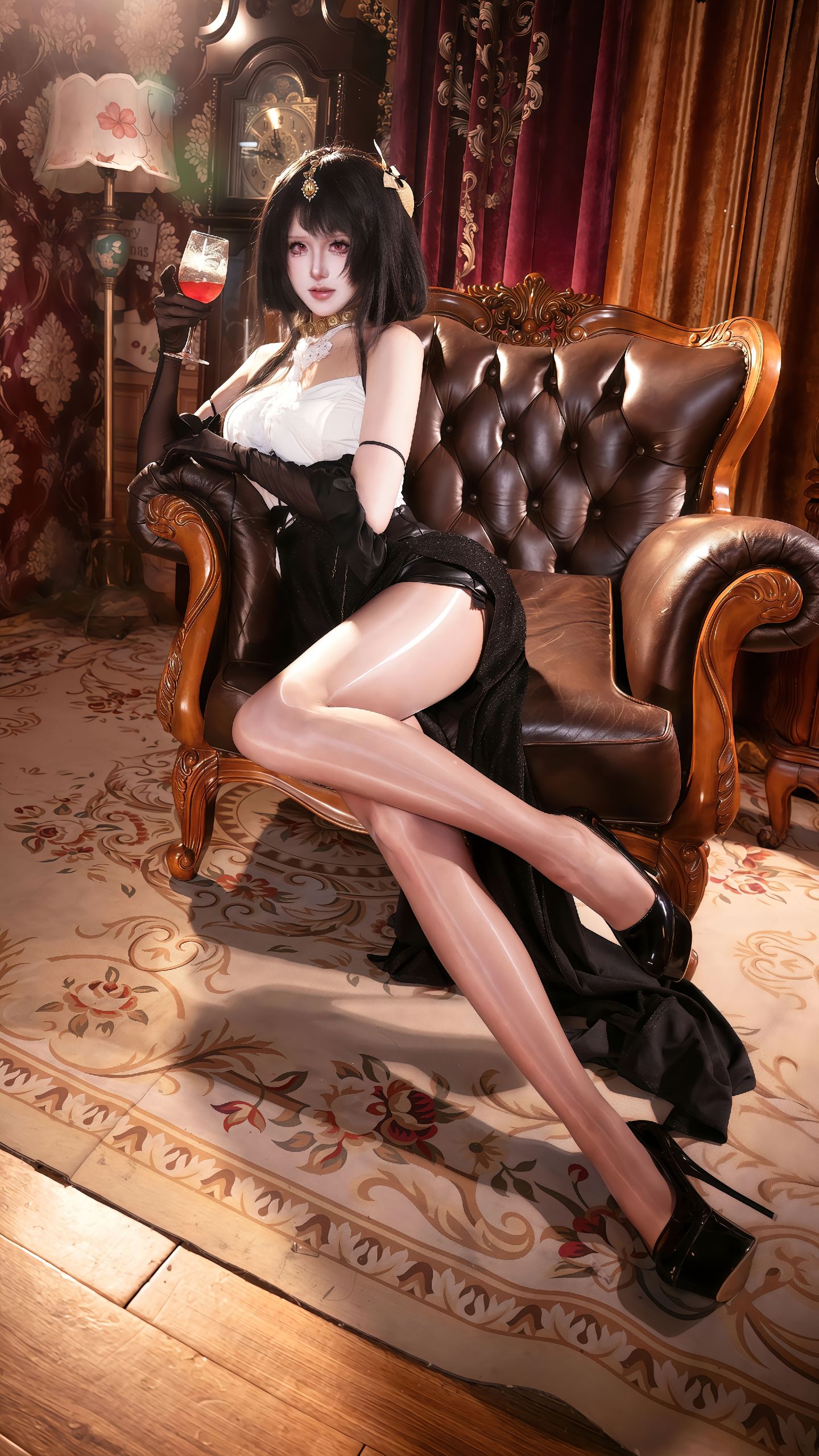 dy@月喑yīn 如约而至了呢 指挥官 cos 镇海 碧蓝航线 御姐 黑丝搭配  第3张
