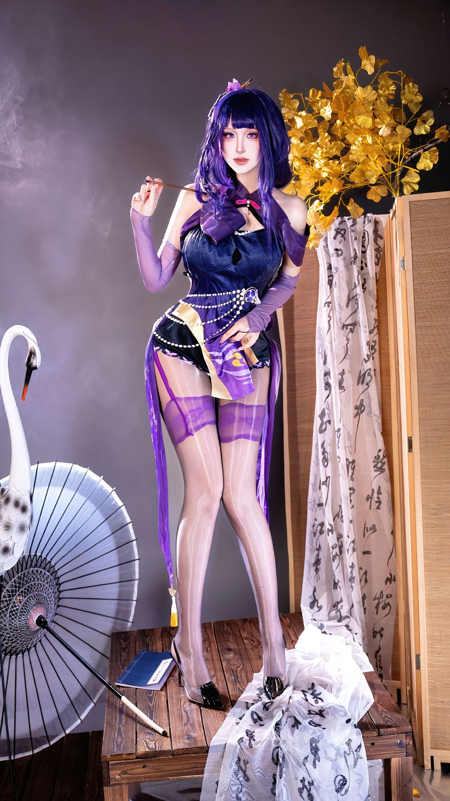 dy@月喑yīn 雷电将军 cos 御姐 黑丝搭配 原神cos  第1张