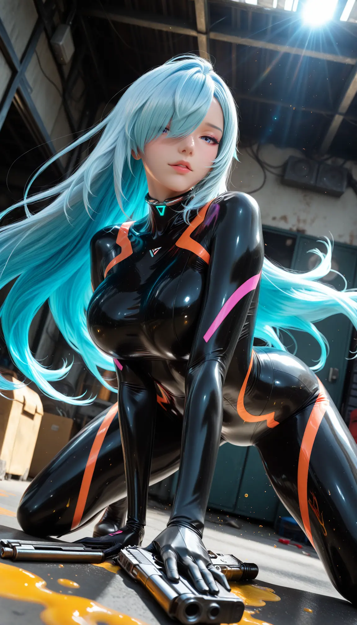 车库。#长腿女神 #紧身衣控 #动感造型#手枪  第5张