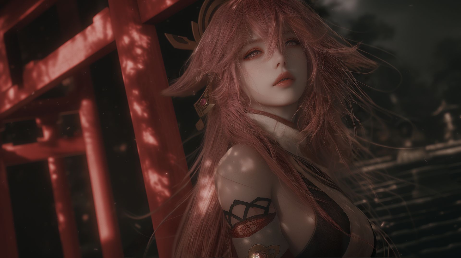君若有心，风绕樱花。#原神 #八重神子 #电脑壁纸