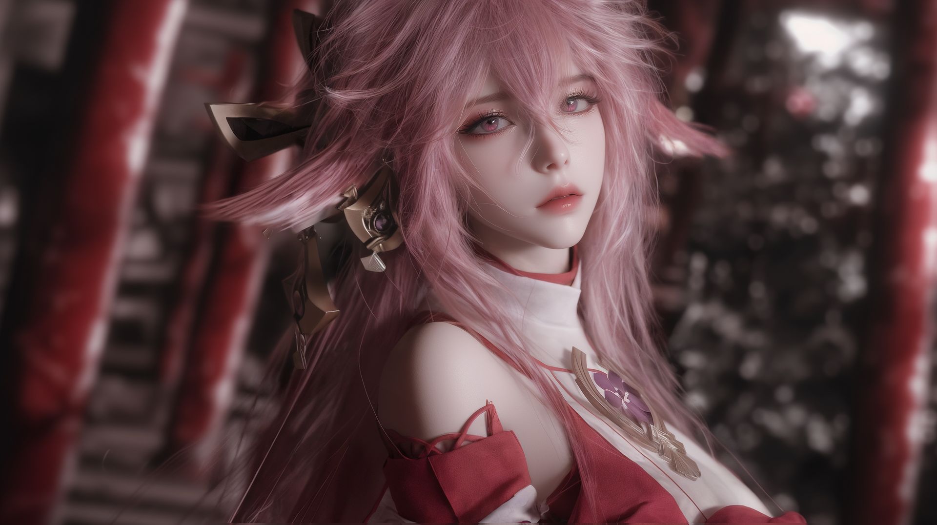 君若有心，风绕樱花。#原神 #八重神子 #电脑壁纸