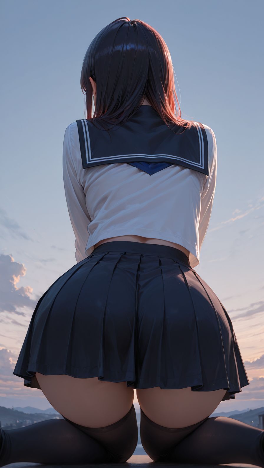 二次元美女#壁纸#水手服#背影#手机壁纸