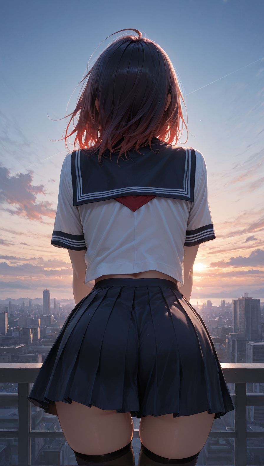 二次元美女#壁纸#水手服#背影#手机壁纸