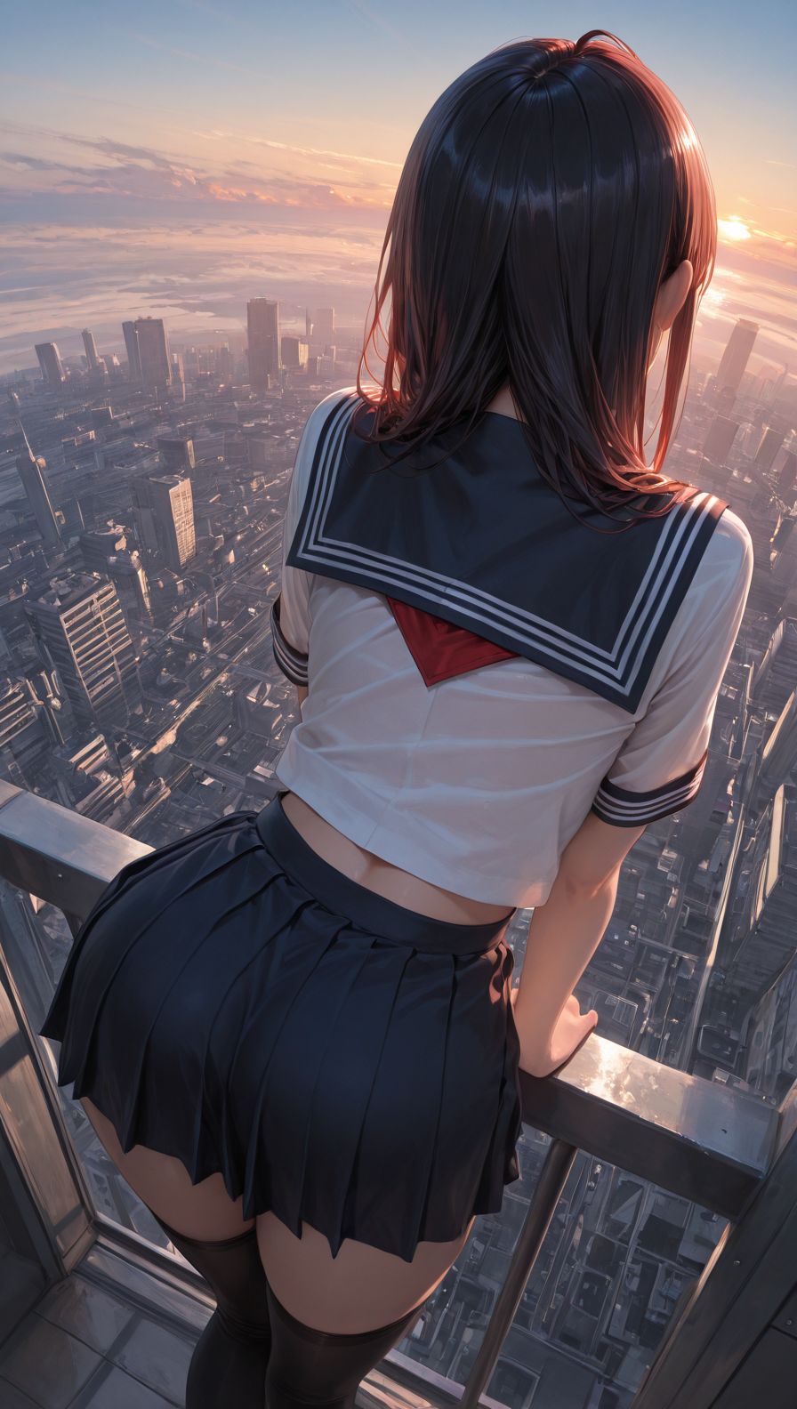 二次元美女#壁纸#水手服#背影#手机壁纸